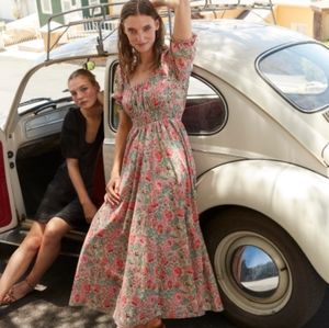 🌿 Boden Gardenia Whirl Scoop Neck Floral Dress